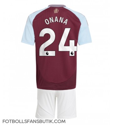 Aston Villa Amadou Onana #24 Replika Hemmatröja Barn 2024-25 Kortärmad (+ Korta byxor)